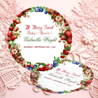 Assiettes En Carton Baby shower aux fraises rouges | Blue Berry Sweet 