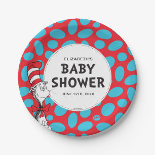 Assiettes En Carton Baby-Shower avec le Chat dans le Chapeau du Dr Seu