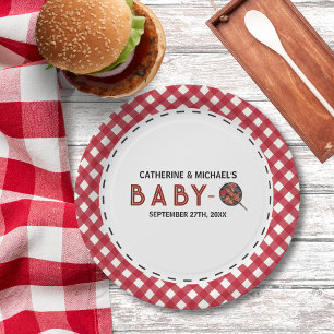 Assiettes En Carton Baby shower barbecue barbecue pour bébé-Q
