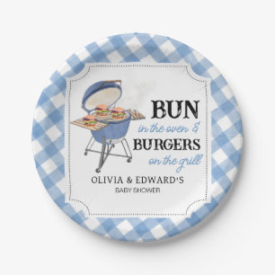 Assiettes En Carton Baby shower BBQ Burger Bleu