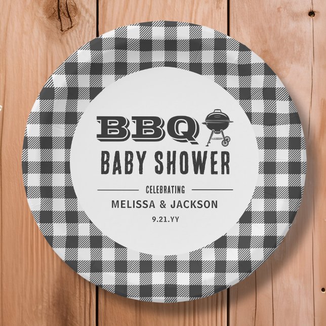 Assiettes En Carton Baby shower BBQ Jardin noir (Créateur téléchargé)