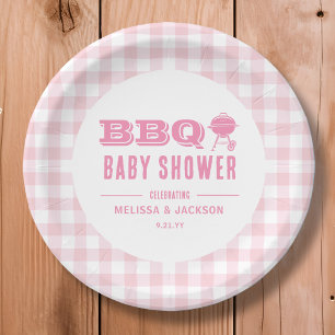 Assiettes En Carton Baby shower BBQ Jardin rose