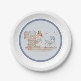 Assiettes En Carton Baby shower Bébé Bleu Cute Buggy
