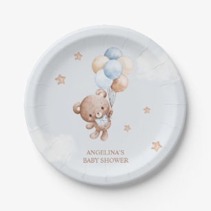 Assiettes En Carton Baby shower bébé bleu Teddy Bear