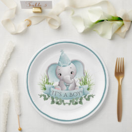 Assiettes En Carton Baby shower bébé éléphant