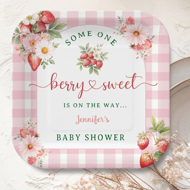 Assiettes En Carton Baby shower Berry Sweet Strawberry (Créateur téléchargé)