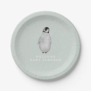 Assiettes En Carton Baby shower Bleu Bleu Bébé d'hiver