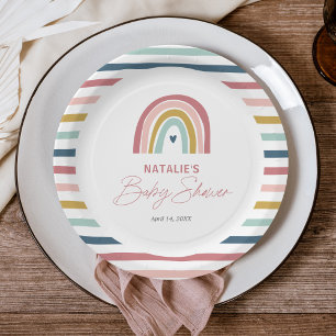 Assiettes En Carton Baby shower bleu rose arc-en-ciel