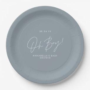 Assiettes En Carton baby shower bleu, sexe révéler