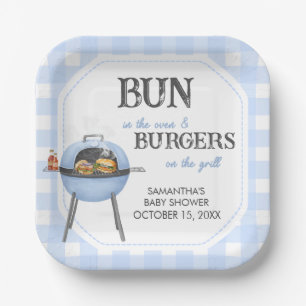 Assiettes En Carton Baby Shower Blue Burger BBQ