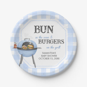 Assiettes En Carton Baby Shower Blue Burger BBQ