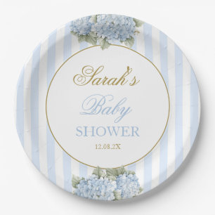 Assiettes En Carton Baby shower Blue Hydrangea