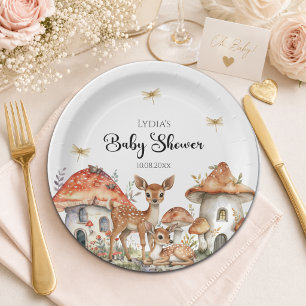 Assiettes En Carton Baby Shower Bohème Animaux de la Forêt