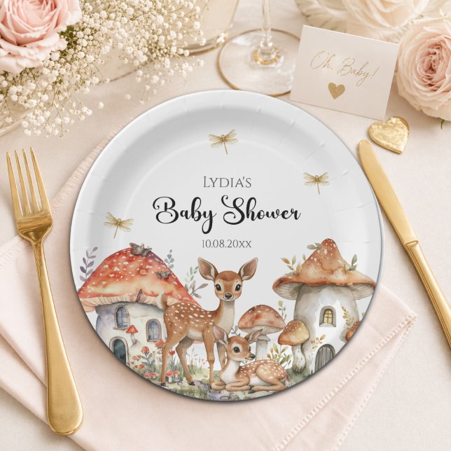 Assiettes En Carton Baby Shower Bohème Animaux de la Forêt (Créateur téléchargé)
