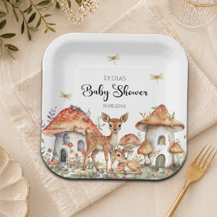 Assiettes En Carton Baby Shower Bohème Animaux de la Forêt