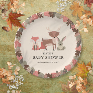 Assiettes En Carton Baby Shower Bohème Animaux de la Forêt