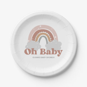 Assiettes En Carton Baby shower bohème arc-en-ciel