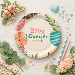 Assiettes En Carton Baby Shower Bohème Botanique