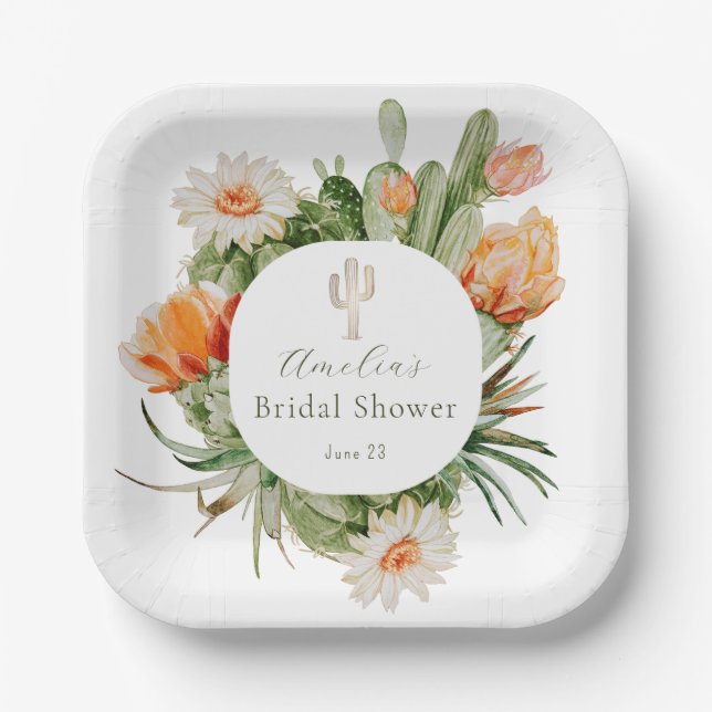 Assiettes En Carton Baby Shower Bohème Cactus (Recto)