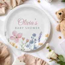 Baby Shower Bohème Fleur de Bébé Rose Aquarelle