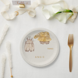 Assiettes En Carton Baby shower Boho Cream Twins