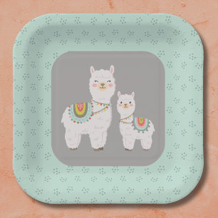 Assiettes En Carton Baby shower boho llama