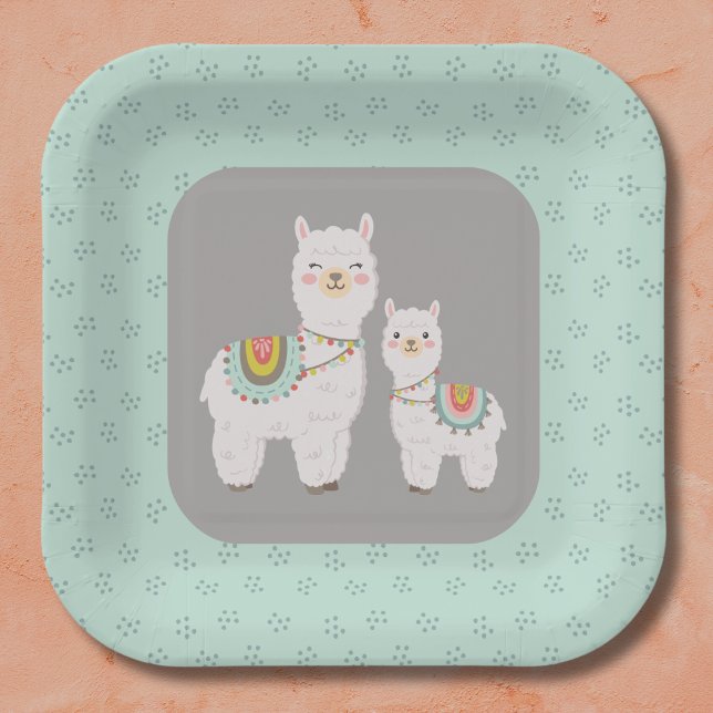 Assiettes En Carton Baby shower boho llama (Créateur téléchargé)