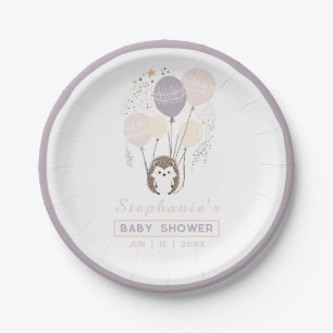Assiettes En Carton Baby shower Boho Pastel Hedgehog et Balloons