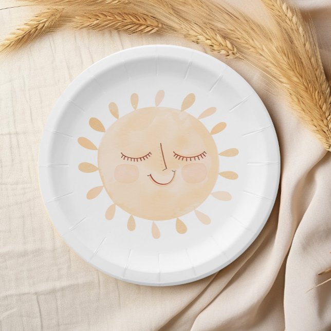Assiettes En Carton Baby shower Boho Petit Soleil (Cute Little Sun Boho Baby Shower Paper Plates )