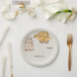 Assiettes En Carton Baby shower Boho Twins Bienvenue