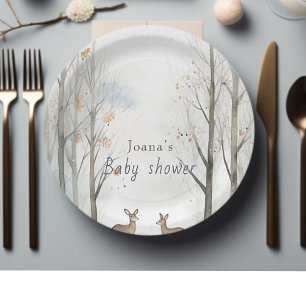 Assiettes En Carton Baby shower boisé mignon