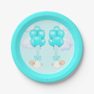 Assiettes En Carton Baby shower Boy Twins