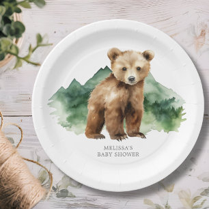 Assiettes En Carton Baby shower Brown Bear Cub