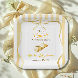 Assiettes En Carton Baby Shower Cannoli Saint Italien Ruban Jaune