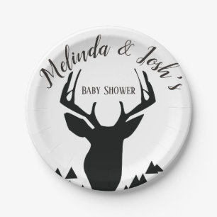 Assiettes En Carton Baby Shower Cerf Sauvage Bois de Cerf