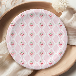 Assiettes En Carton Baby shower cerise