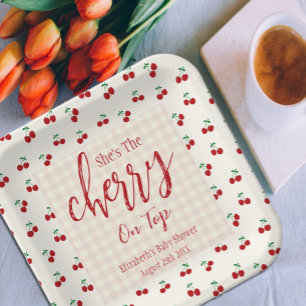 Assiettes En Carton Baby shower cerises