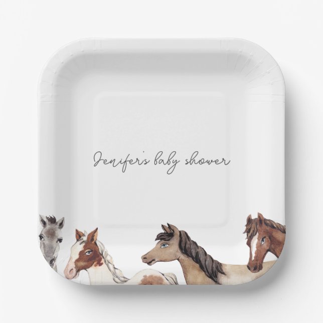 Assiettes En Carton Baby shower Cheval Personnalisé (Recto)