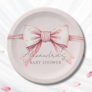 Assiettes En Carton Baby shower Chic Coquette Rose Bow