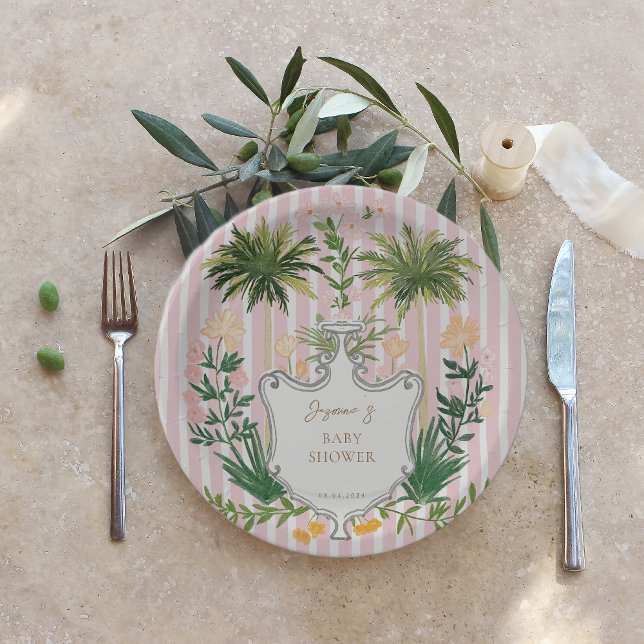 Assiettes En Carton Baby shower Chic Retro Palm Springs (Créateur téléchargé)