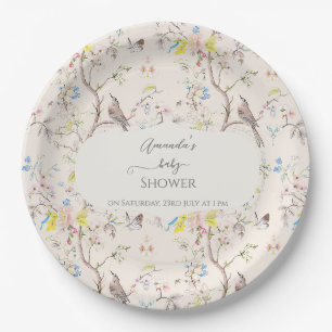 Assiettes En Carton Baby shower chinois rose floral
