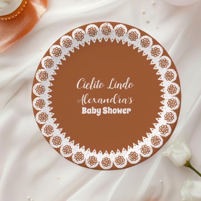 Assiettes En Carton Baby shower Cielito Lindo mexicain en terre cuite (Créateur téléchargé)
