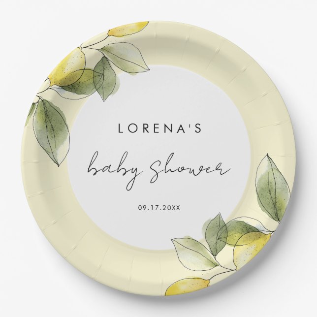 Assiettes En Carton Baby shower citron (Devant)