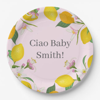 Assiettes En Carton Baby shower citron, Ciao bébé, thème italien