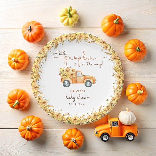 Assiettes En Carton Baby shower Citrouille Automne (Créateur téléchargé)