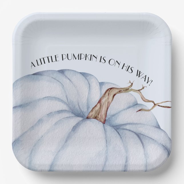 Assiettes En Carton Baby shower Citrouille bleu (Recto)