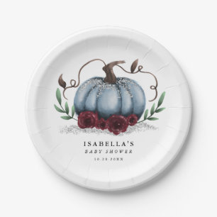 Assiettes En Carton Baby shower Citrouille bleu russe