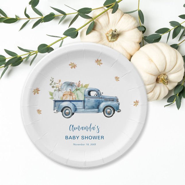 Assiettes En Carton Baby shower Citrouille Blue Truck (Créateur téléchargé)