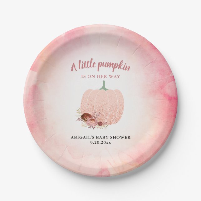 Assiettes En Carton Baby shower Citrouille de Parties scintillant de   (Devant)