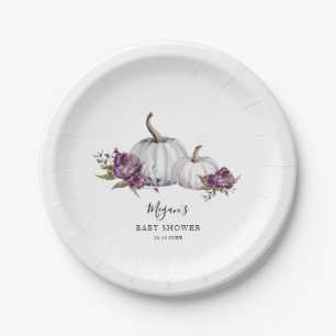 Assiettes En Carton Baby shower Citrouille pourpre